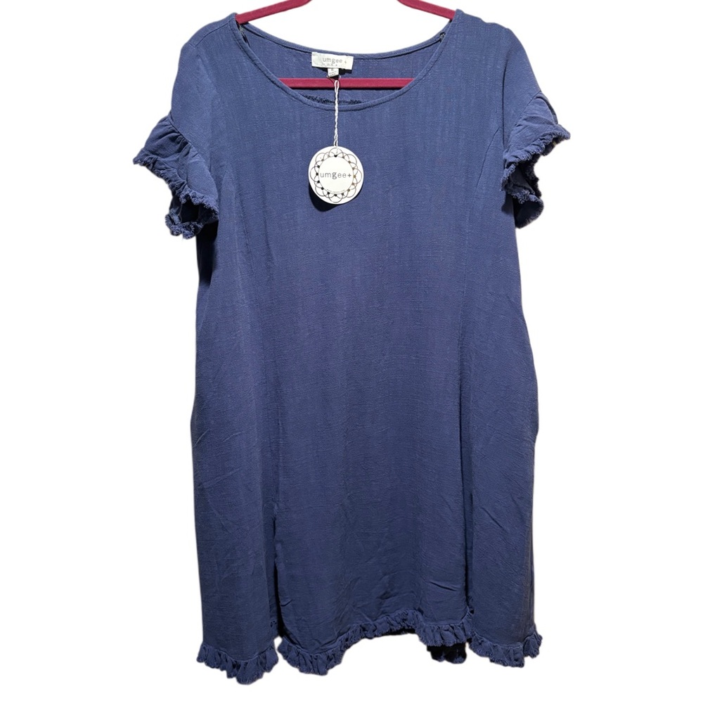 Umgee Women's Navy Ruffle Short Sleeve Dress